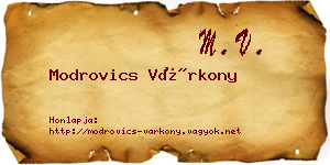 Modrovics Várkony névjegykártya